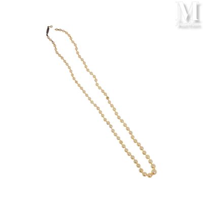 un collier de perles avec un fermoir en or sur fond blanc