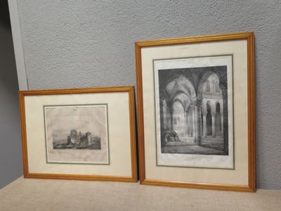 2 lithos cadre à filet "Moulins" (39.