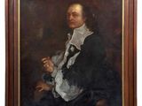 painting of a man in a black coat and white shirt