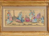 an image of a painting of a group of people sitting on the ground
