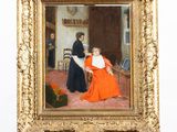 une image représentant un tableau où l'on voit une femme et un homme assis sur une chaise