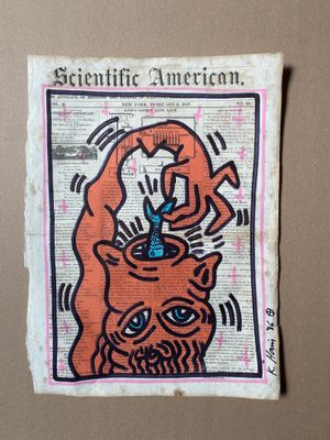 Keith HARING (1958-1990) Dessin de techniques mixtes sur une…