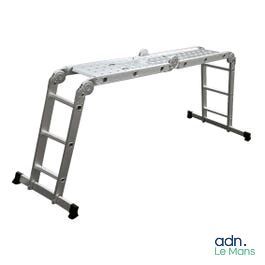the ladder is attached to the top of the table