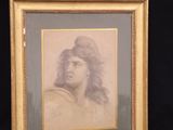 an old picture of a man with a hat and a beard in a gold frame