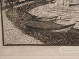 a picture of a drawing of boats on the water