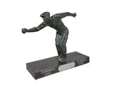 statue of a man throwing a baseball on a base on a white background