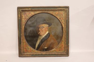 portrait of a man in a hat and coat with a cigarette in his mouth