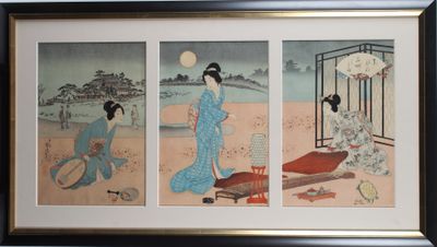 WATANABE NOBUKAZU (1872-1944) Triptyque d’estampes oban repr…
