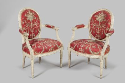 pair of louis xvi style armchairs