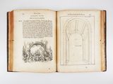 an open book with a drawing of a doorway in the middle of it