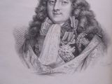 a black and white drawing of a man with long hair