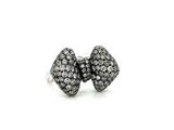 an image of a pair of black and white diamond bow earrings