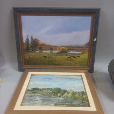 ECOLE FRANCAISE XXeme "Etang près de Tramoyes". Huile sur ca…