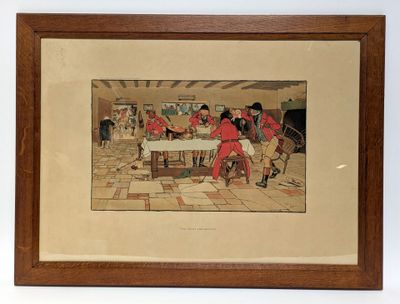 tableau encadré représentant un groupe d'hommes assis à une table