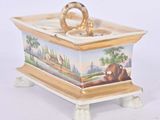 a small box with a picture of a bear on it