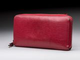 louis vuitton red epi leather zip around wallet