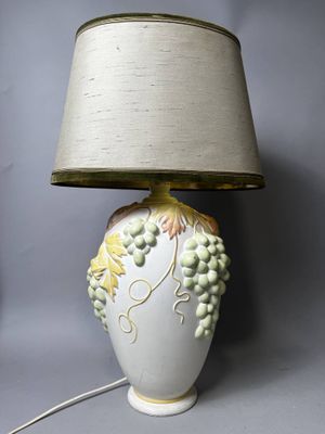 Pied de lampe Tutti-frutti en céramique peinte à motifs de g…