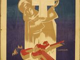 une vieille affiche représentant un homme tenant un roitelet et une croix