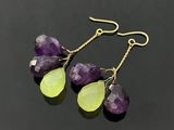 a pair of amethorate and green quartz earrings