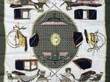 une photo d'une écharpe sur laquelle figurent divers motifs