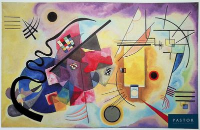 tableau représentant une peinture abstraite colorée avec des notes de musique et des notes de musique