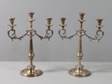 pair of antique silver plated candelabs with candlesticks