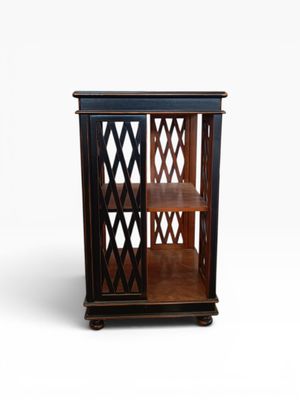 an image of a wooden bookcase with a glass door