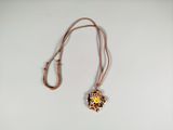leather necklace with flower bead and leather cord