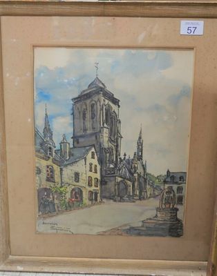 une photo d'un tableau représentant une église, dans un cadre