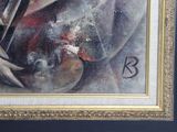 a painting of a man holding a knife and a bowl
