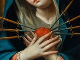 an image of a painting of a woman holding a red apple