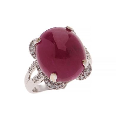an oval ruby and diamond ring, by van cleef