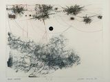 une image représentant un dessin en noir et blanc sur lequel figure un point noir