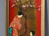 painting of a woman in a kimono dress and a woman in a kimono dress