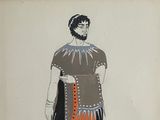 tableau représentant un homme vêtu d'un costume traditionnel rehaussé de touches orange