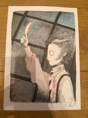 Tim Burton ( Né en 1958) Dessin minutieux aux encres de coul…