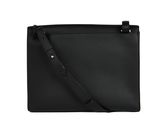 a black leather cross body bag with a shoulder strap