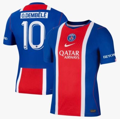 a blue and red soccer jersey with the number 10 on it