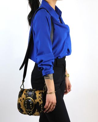 POLO RALPH LAUREN, Sac à main en cuir de vache et cuir noir,…