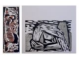 Deux tableaux représentant un homme et une femme sont présentés en noir et blanc