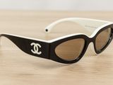 chanel black and white cat eye sunglasses