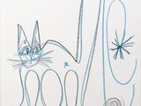 a drawing of a cat that is sitting on a table