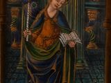 an image of a painting of a woman reading a book in a room