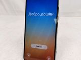 the back of a black samsung s9 with a blue screen and a white background