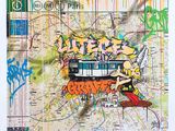 une photo d'une photo d'une carte sur laquelle on voit des graffitis
