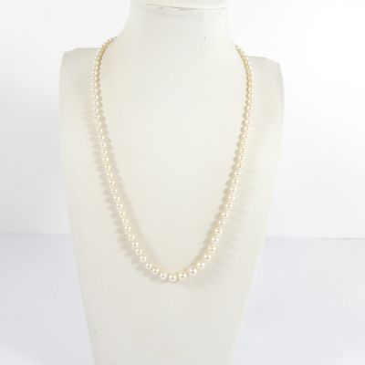 un collier blanc orné de perles autour du cou d'un mannequin