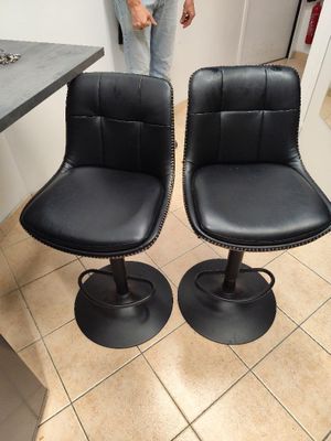 pair of black leather swivel stools for sale in los angeles, ca