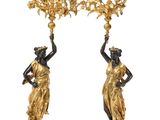 paire de bougeoirs anciens en bronze et en bronze doré