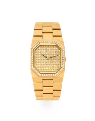 an 18k yellow gold and diamond set wrist watch
