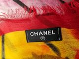 chanel scarf with red and yellow flowers on a white background